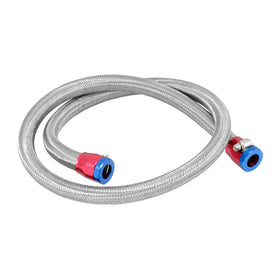 Spectre Stainless Steel Flex Fuel Line 3/8in. ID - 3ft. w/Clamps Red/Blue