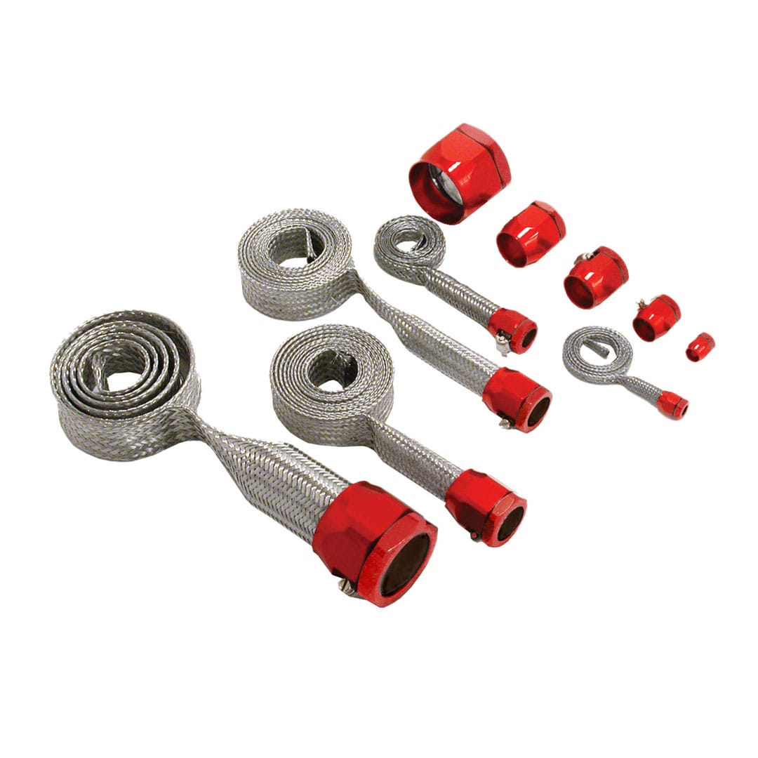 Spectre MagnaBraid 304SS Braided Sleeving Kit - Red End Caps
