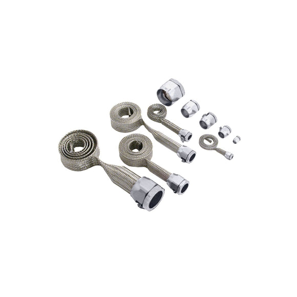 Spectre MagnaBraid 304SS Braided Sleeving Kit - Chrome End Caps