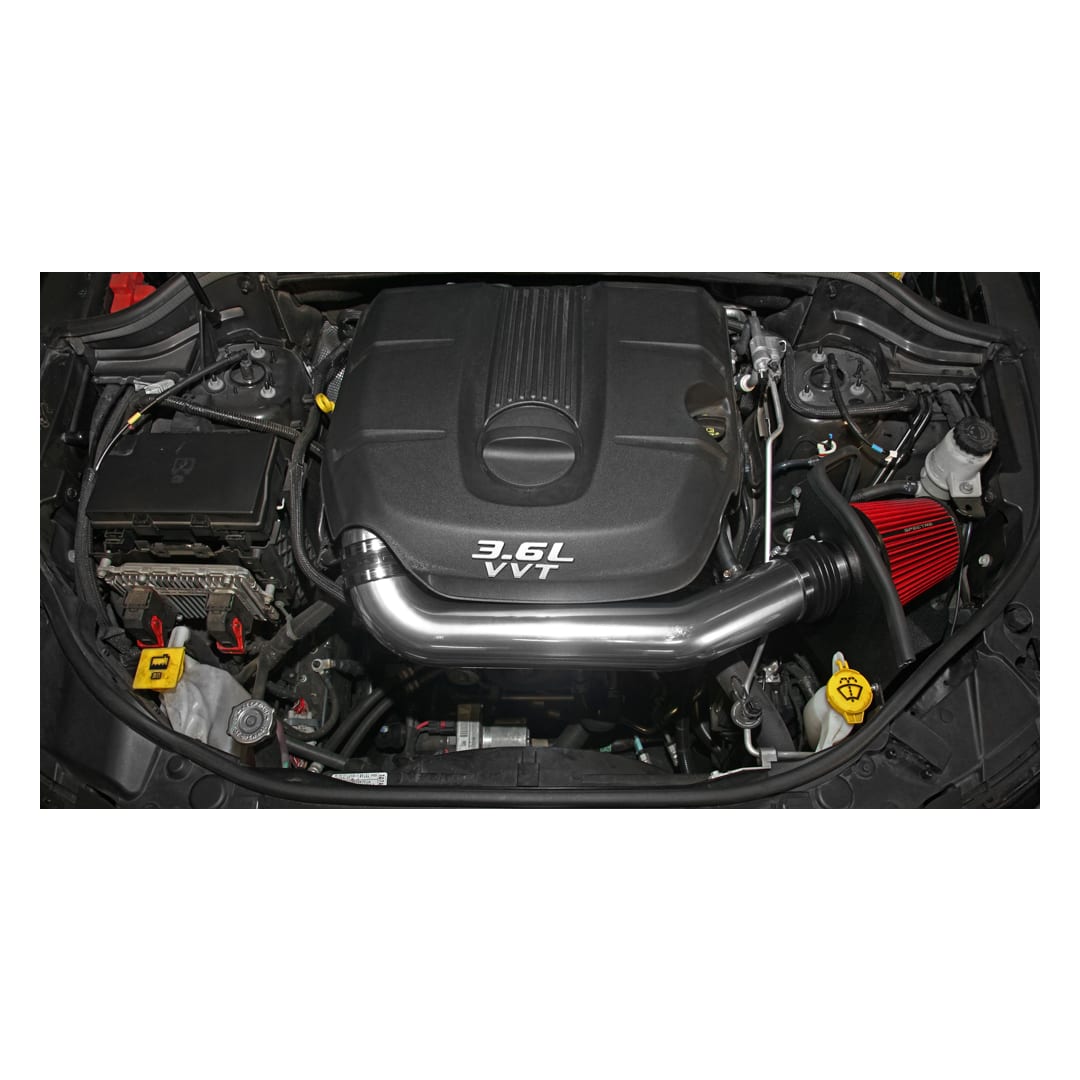 Spectre 11-15 Jeep Grand Cherokee V6-3.6L F/I Air Intake Kit - Polished w/Red Filter