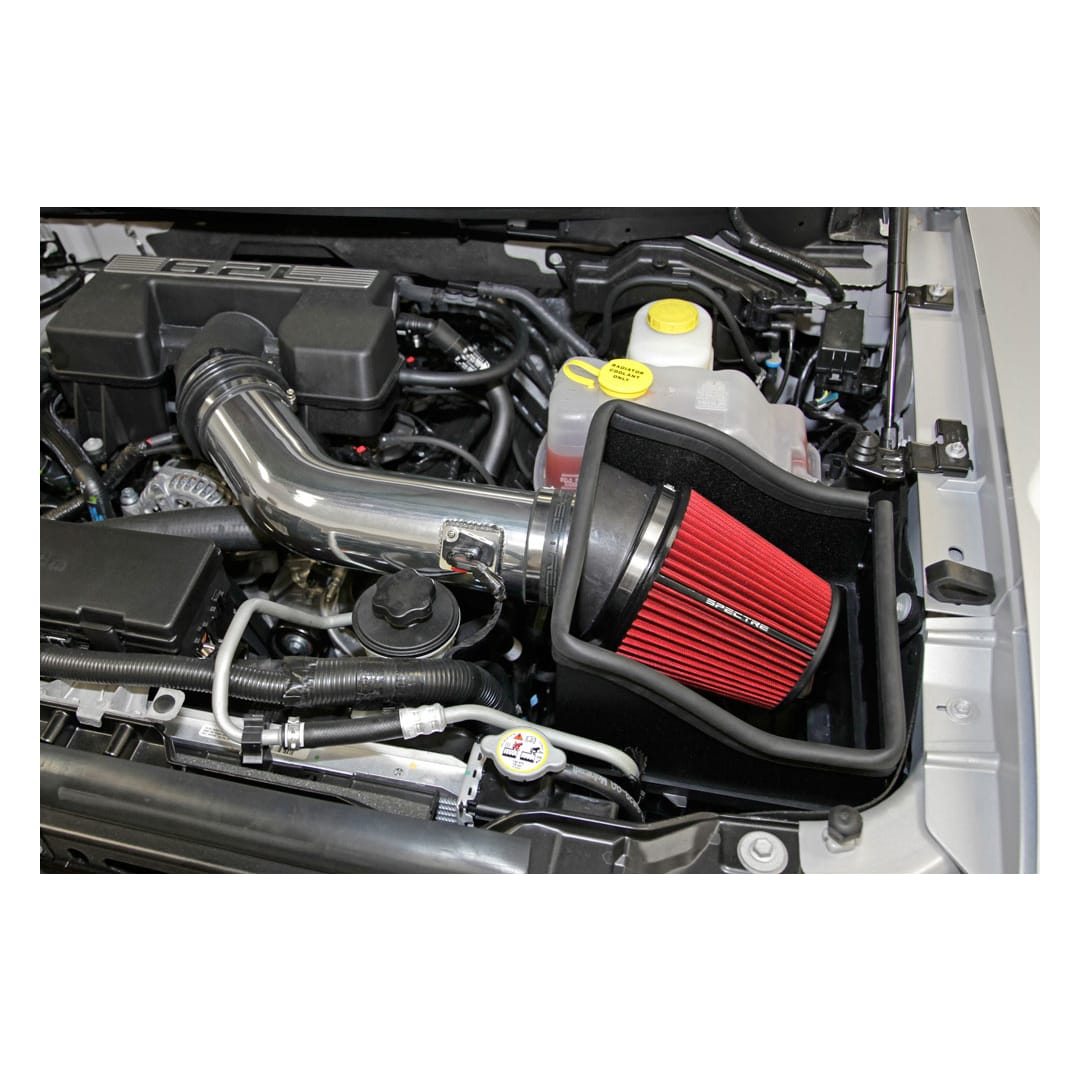 Spectre 11-14 Ford F150 SVT Raptor V8-6.2L F/I Air Intake Kit - Polished w/Red Filter