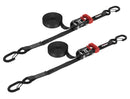 SpeedStrap 1In x 15Ft Ratchet Tie Down w/ Snap FtSFt Hooks (2 Pack) - Black-1