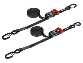 SpeedStrap 1In x 15Ft Ratchet Tie Down w/ Snap FtSFt Hooks (2 Pack) - Black