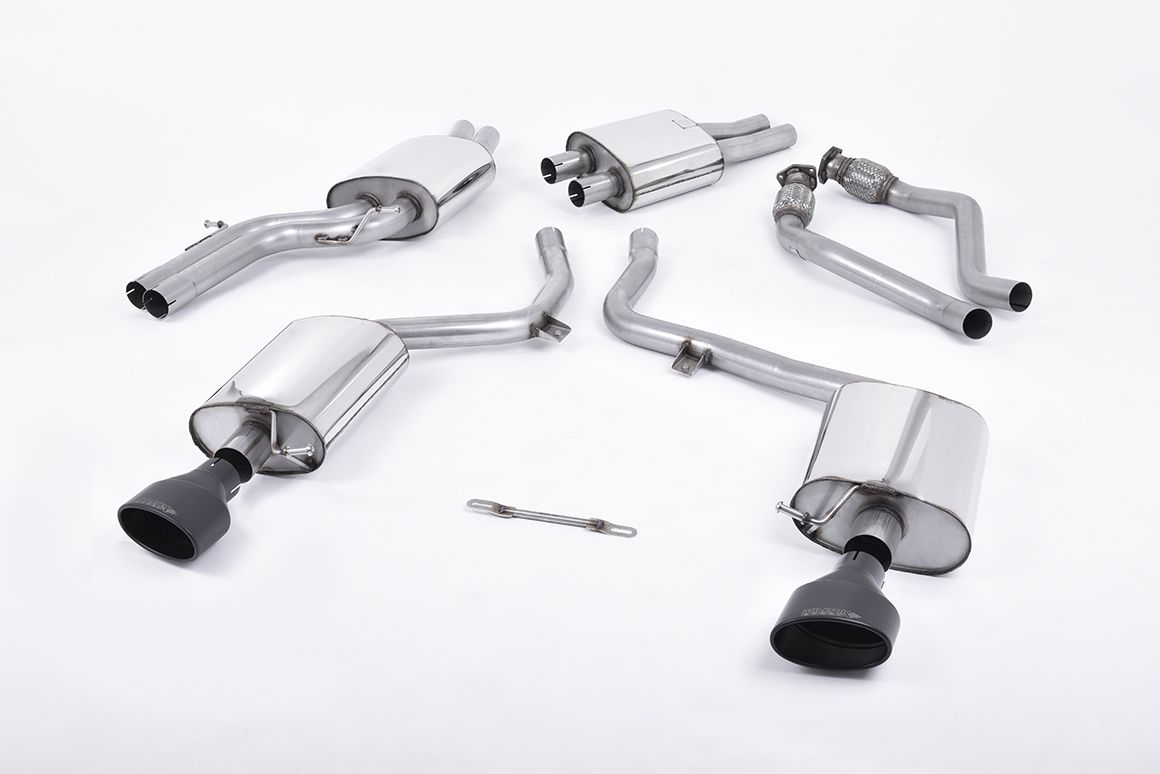 MILLTEK CAT-BACK AUDI S4 2009 2012 EC-APPROVED. DUAL OVAL CERAKOTE BLACK TIPS