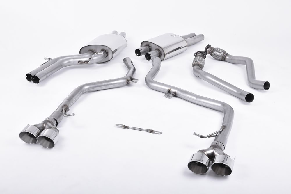 MILLTEK CAT-BACK AUDI S5 2011 2020 NON-RESONATED (LOUDER). POLISHED QUAD-OUTLET