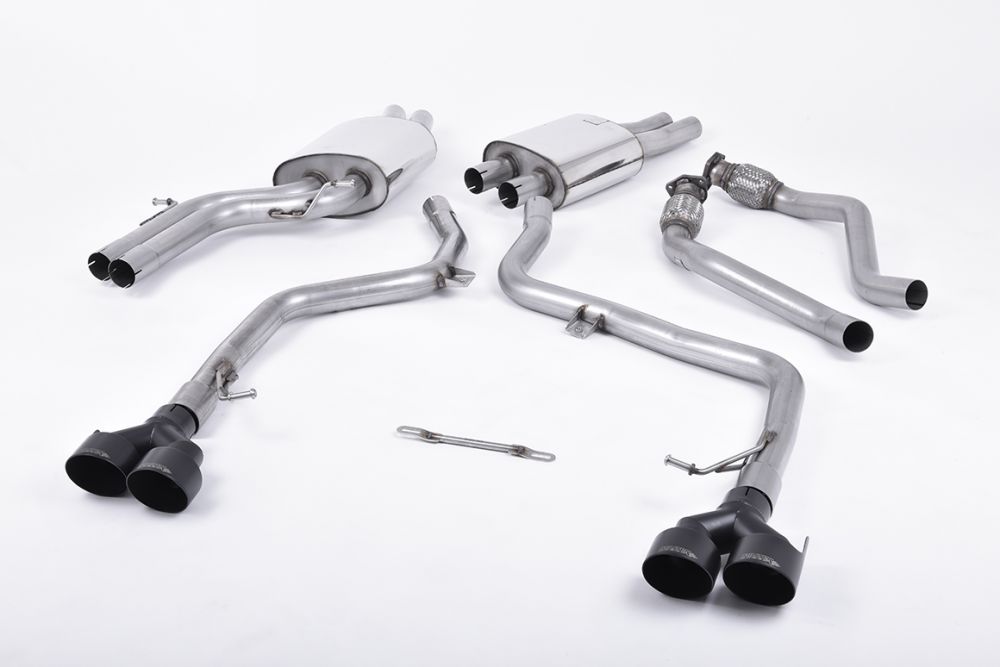 MILLTEK CAT-BACK AUDI S5 2011 2020 NON-RESONATED (LOUDER). QUAD BLACK VELVET TIP