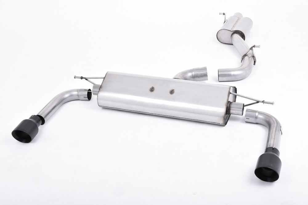 MILLTEK CAT-BACK AUDI A3 2014 2020 RESONATED (QUIETER). CERAKOTE BLACK TIPS