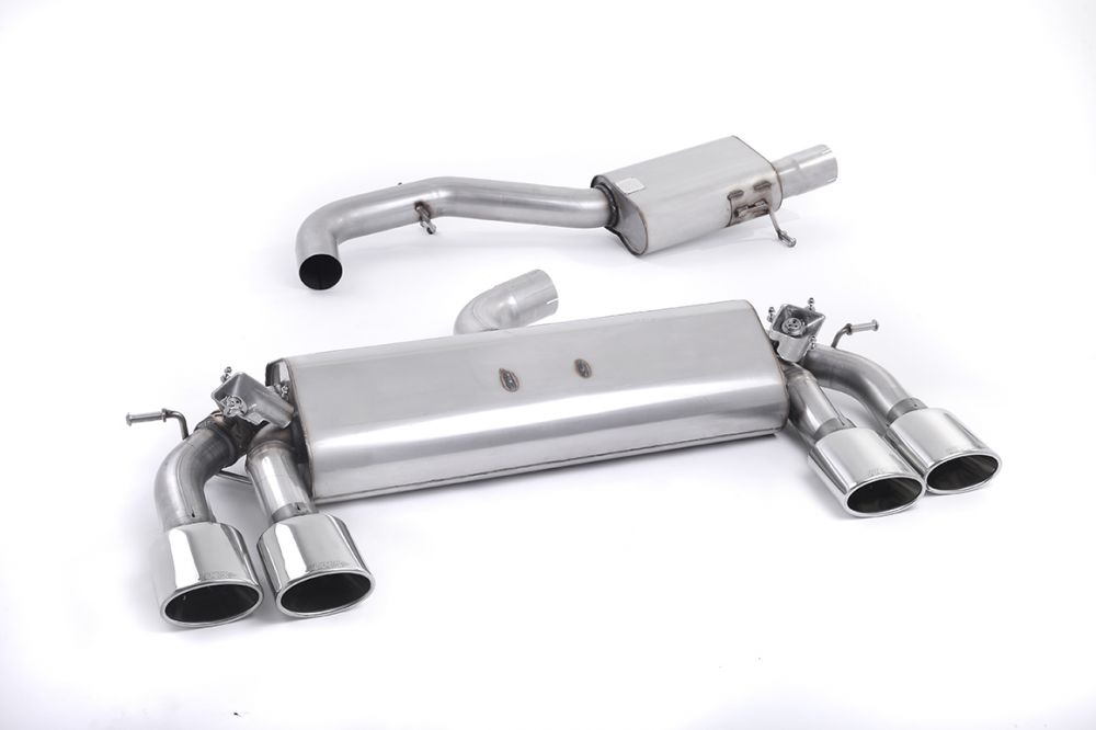 MILLTEK CAT-BACK VOLKSWAGEN GOLF 2014 2016 RESONATED (QUIETER). POLISHED OVAL TI
