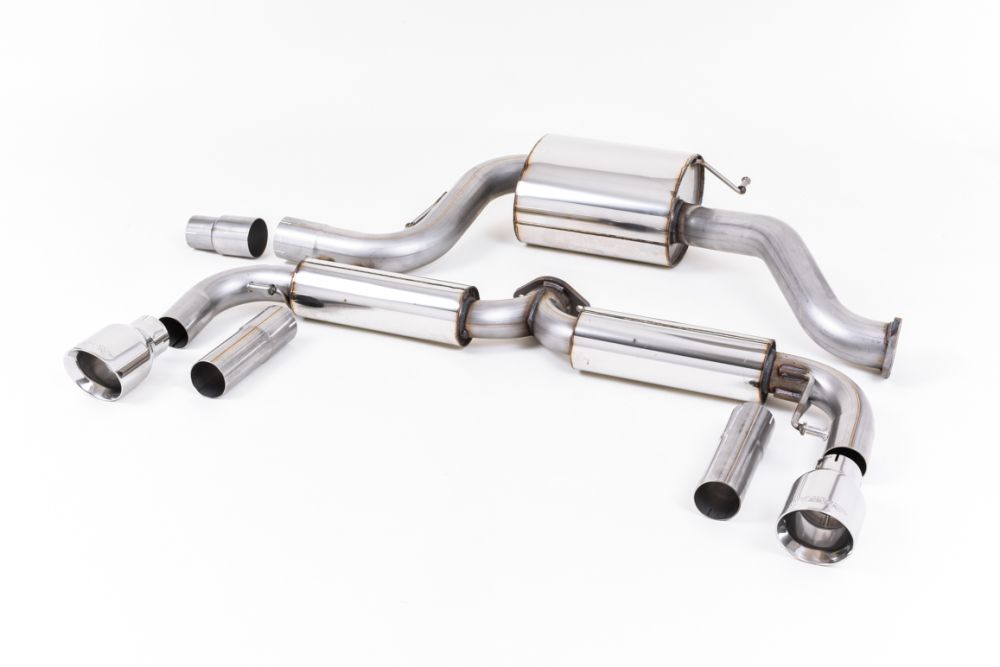 MILLTEK CAT-BACK VOLKSWAGEN BEETLE 2011 2020 RESONATED (QUIETER). POLISHED TIPS