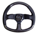 NRG Carbon Fiber Steering Wheel (320mm) Flat Bottom & Leather Trim w/Black Stitching-1