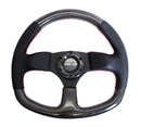 NRG Carbon Fiber Steering Wheel (320mm) Flat Bottom & Leather Trim w/Red Stitching-1