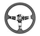 NRG Light Weight Gaming Steering Wheel - 350mm 3 Black Chrome Spokes Perforated Leather-1