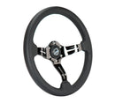 NRG Light Weight Gaming Steering Wheel - 350mm 3 Black Chrome Spokes Perforated Leather-2