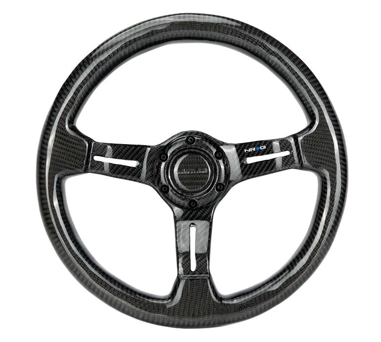 NRG Carbon Fiber Steering Wheel 350mm / 1.5in Deep Dish w/ Carbon Fiber Center Spoke