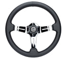 NRG Light Weight Gaming Steering Wheel - Splitz Chrome Silver Spokes Perforated Leather-1