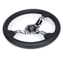 NRG Light Weight Gaming Steering Wheel - Splitz Chrome Silver Spokes Perforated Leather-2