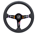 NRG Light Weight Gaming Steering Wheel - Splitz NeoChrome Silver Spokes Perforated Leather-1