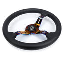 NRG Light Weight Gaming Steering Wheel - Splitz NeoChrome Silver Spokes Perforated Leather-2