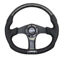 NRG Carbon Fiber Steering Wheel (350mm) Oval Shape Black w/Leather Trim-1