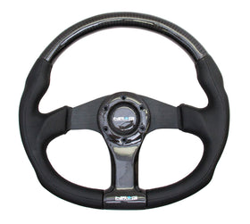 NRG Carbon Fiber Steering Wheel (350mm) Oval Shape Black w/Leather Trim