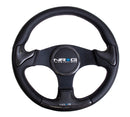 NRG Carbon Fiber Steering Wheel (350mm) Blk Frame Blk Stitching w/Rubber Cover Horn Button-1