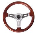 NRG Classic Wood Grain Steering Wheel (330mm) Wood Grain w/Chrome 3-Spoke Center-1