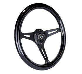 NRG Classic Wood Grain Steering Wheel (350mm) Black Paint Grip w/Black 3-Spoke Center - 0