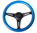 NRG Classic Wood Grain Steering Wheel (350mm) Blue Pearl/Flake Paint w/Black 3-Spoke Center-1