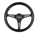 NRG Classic Wood Grain Steering Wheel (350mm) Black Sparkled Grip w/Black 3-Spoke Center-1