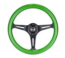 NRG Classic Wood Grain Steering Wheel (350mm) Green Pearl/Flake Paint w/Black 3-Spoke Center-1