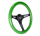NRG Classic Wood Grain Steering Wheel (350mm) Green Pearl/Flake Paint w/Black 3-Spoke Center-2