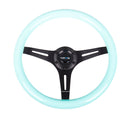 NRG Classic Wood Grain Steering Wheel (350mm) Minty Fresh Color Grip w/Black 3-Spoke Center-1