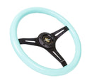 NRG Classic Wood Grain Steering Wheel (350mm) Minty Fresh Color Grip w/Black 3-Spoke Center-2