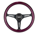 NRG Classic Wood Grain Steering Wheel (350mm) Purple Pearl/Flake Paint w/Black 3-Spoke Center-1
