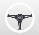 NRG Classic Wood Grain Steering Wheel (350mm) White Paint Grip w/Black 3-Spoke Center-1