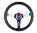 NRG Classic Wood Grain Steering Wheel (350mm) Black Sparkle/Galaxy Color w/Neochrome 3-Spoke-1