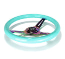 NRG Classic Wood Grain Steering Wheel (350mm) Minty Fresh Color w/Neochrome 3-Spoke Center-2