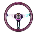 NRG Classic Wood Grain Steering Wheel (350mm) Purple Pearl Paint w/Neochrome 3-Spoke Center-1