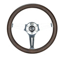 NRG Classic Wood Grain Wheel - 350mm 3 Chrome Silver Spokes Oak Color Wood-1