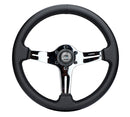 NRG Light Weight Gaming Steering Wheel - 350mm 3 Chrome Silver Spokes Perforated Leather-1
