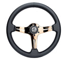 NRG Light Weight Gaming Steering Wheel - Blitz 350mm 3 Rose Gold Spokes Slits - Leather - No Dish-1