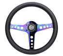 NRG Light Weight Gaming Steering Wheel - Driftz 350mm 3 NeoChrome Spokes Perforated Leather-1