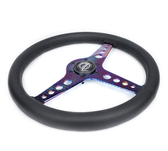 NRG Light Weight Gaming Steering Wheel - Driftz 350mm 3 NeoChrome Spokes Perforated Leather