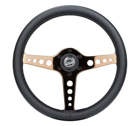 NRG Light Weight Gaming Steering Wheel - Driftz 350mm 3 Rose Gold Spokes Perforated Leather
