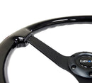 NRG Reinforced Steering Wheel (350mm / 3in. Deep) Black w/Black Chrome Solid 3-Spoke Center-3