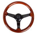 NRG Reinforced Steering Wheel Classic Wood Grain (350mm / 3in. Deep) Matte Black Solid 3-Spoke-1