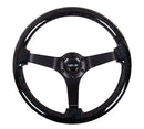 NRG Reinforced Steering Wheel (350mm / 3in Deep) Classic Blk Sparkle Wood Grain w/Blk 3-Spoke Center-1