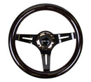 NRG Classic Wood Grain Steering Wheel (310mm) Black w/Black Chrome 3-Spoke Center-1