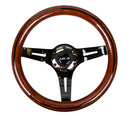 NRG Classic Wood Grain Steering Wheel (310mm) Dark Wood & Black Line Inlay w/Blk Chrome 3-Spoke Ctr.-1