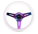 NRG Classic Wood Grain Steering Wheel (310mm) White w/Neochrome 3-Spoke Center-1